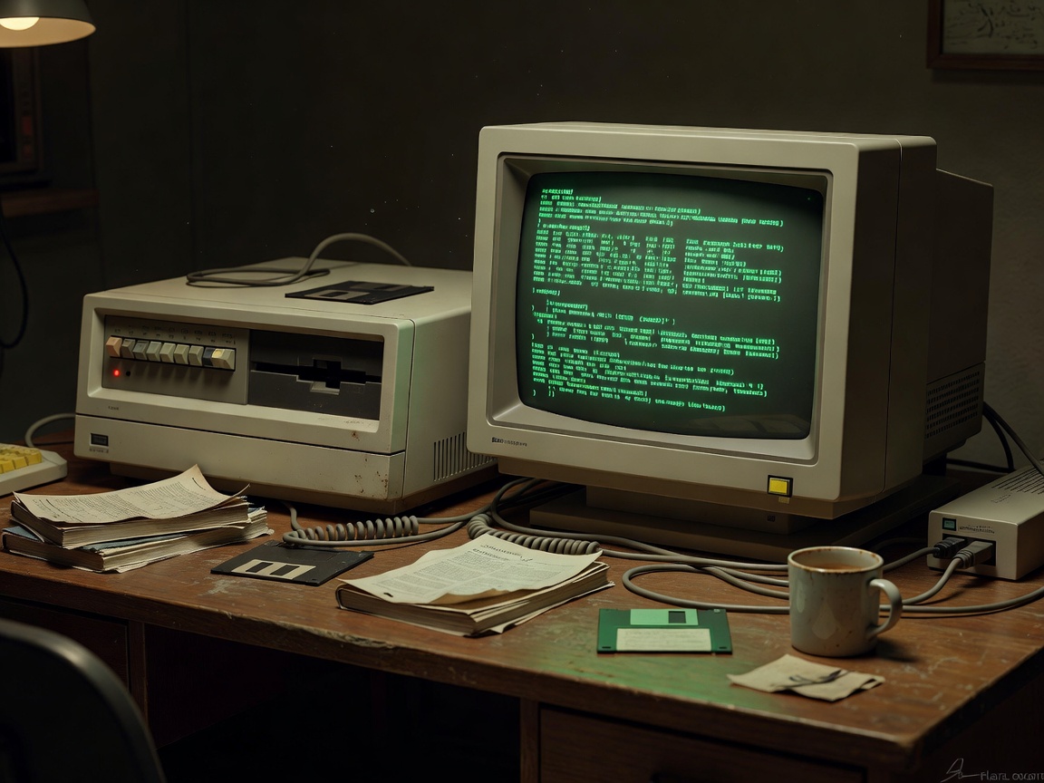 Retrotietokone ja näyttöpääte koodausympäristössä